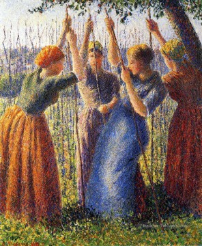 paysannes plantant des pieux 1891 Camille Pissarro Peinture à l'huile